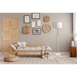 Lampe debout textile "Tessile", lampadaire en métal, arbre en caoutchouc et tissu en blanc et nature, socket e27, lampe debout 126 cm de haut