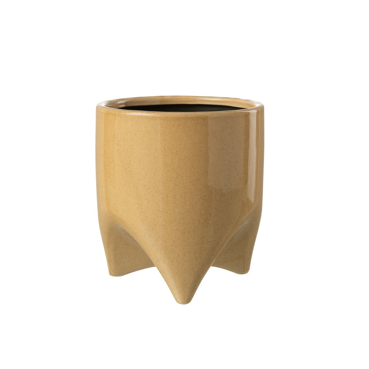 Pot de fleurs Helia J-Line en céramique beige, vue de face.