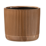 Pot de fleurs J-Line en céramique orange et beige, vue de face