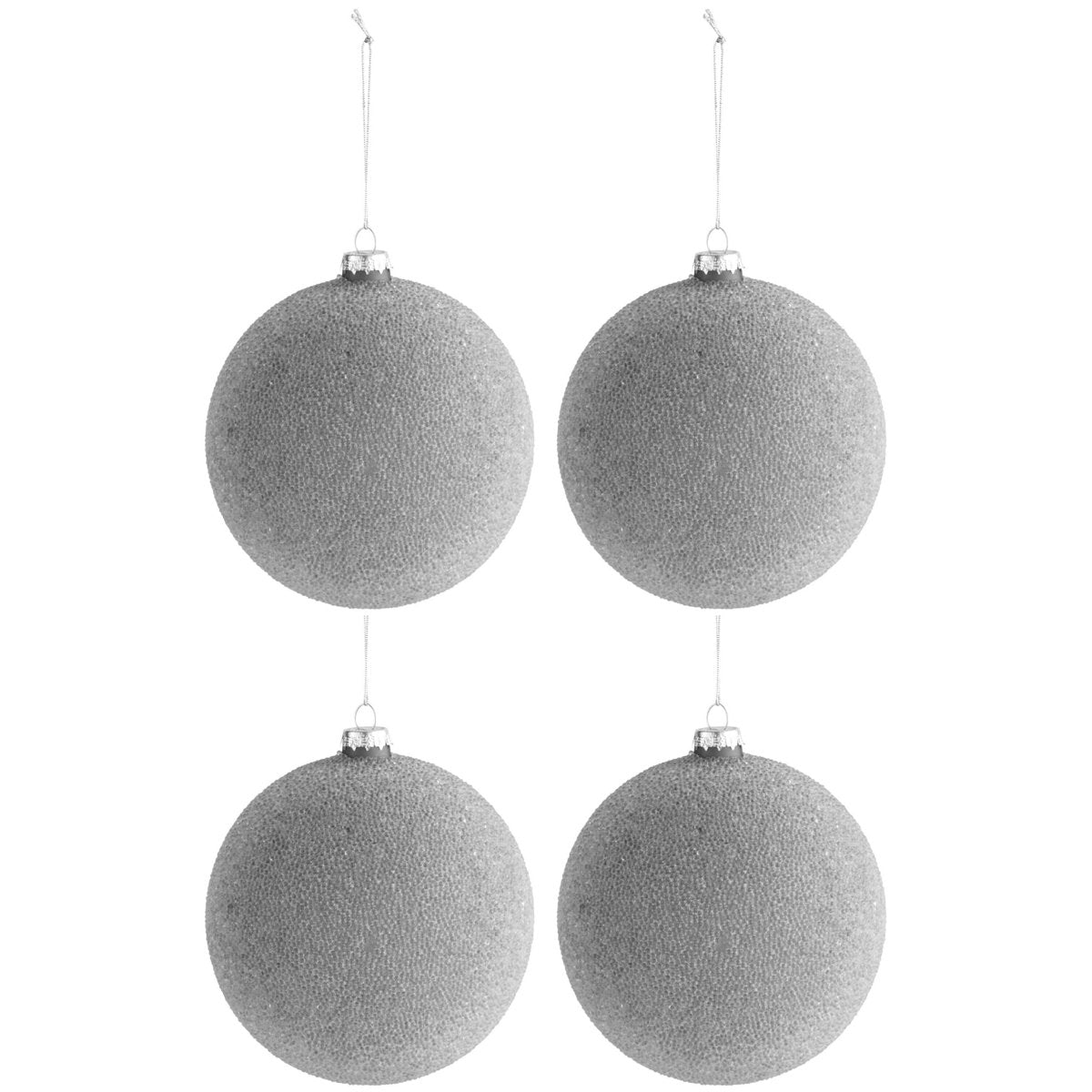 Boule de Noël Perles en Verre Gris Mat - vue de face