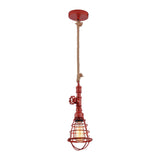 Pendent lampe "Regia", métal rouge, corde de chanvre, version E27, éclairage pour le salon, salle de jeunesse ou bureau