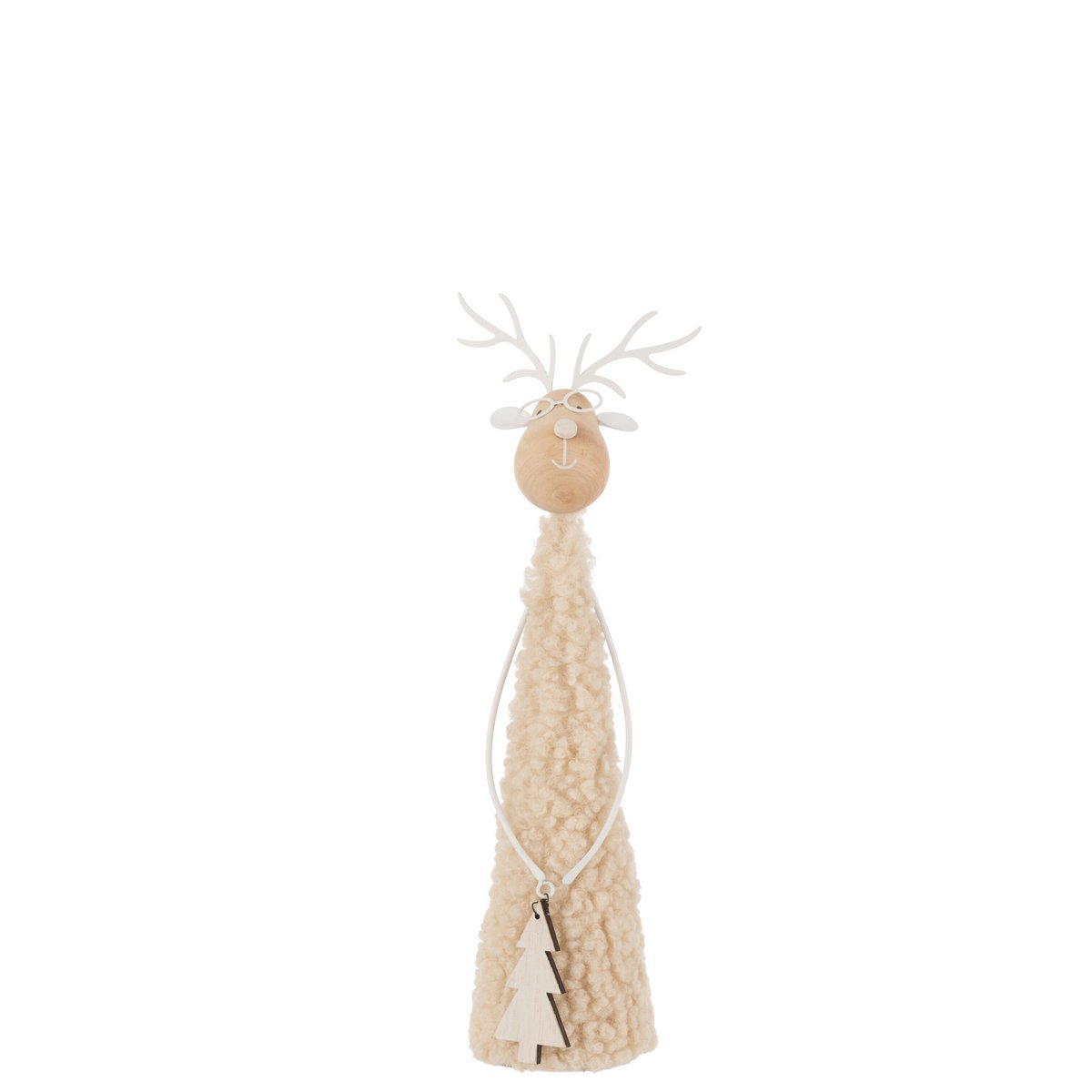 Renne déco Teddy J-Line en métal et bois, vue de face, style vintage