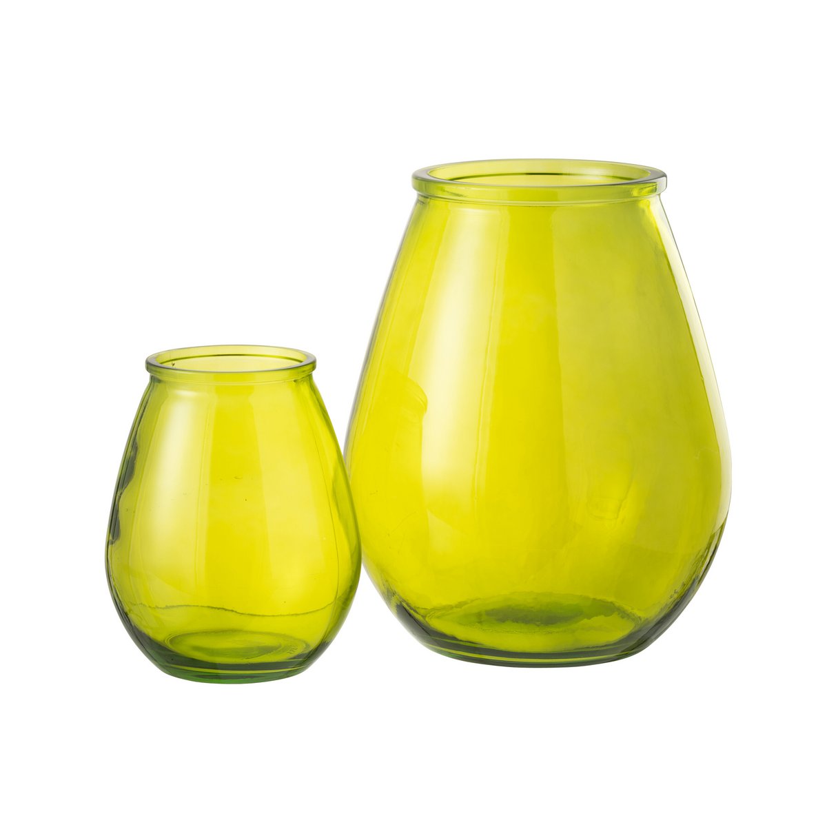 Vase Oeuf en verre jaune grand avec une finition brillante, design moderne.