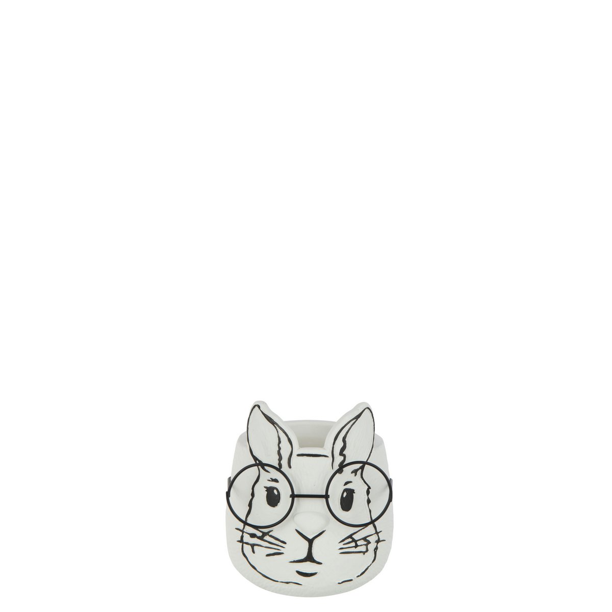 Pot de fleur J-Line Lapin en ciment blanc, design élégant et classique