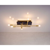 LED Plafond "Ancona" avec rétro-éclairage en métal en noir et laiton, versions G9, lampe pour le salon, la salle à manger, le couloir et le bureau, environ 41 x 25 cm