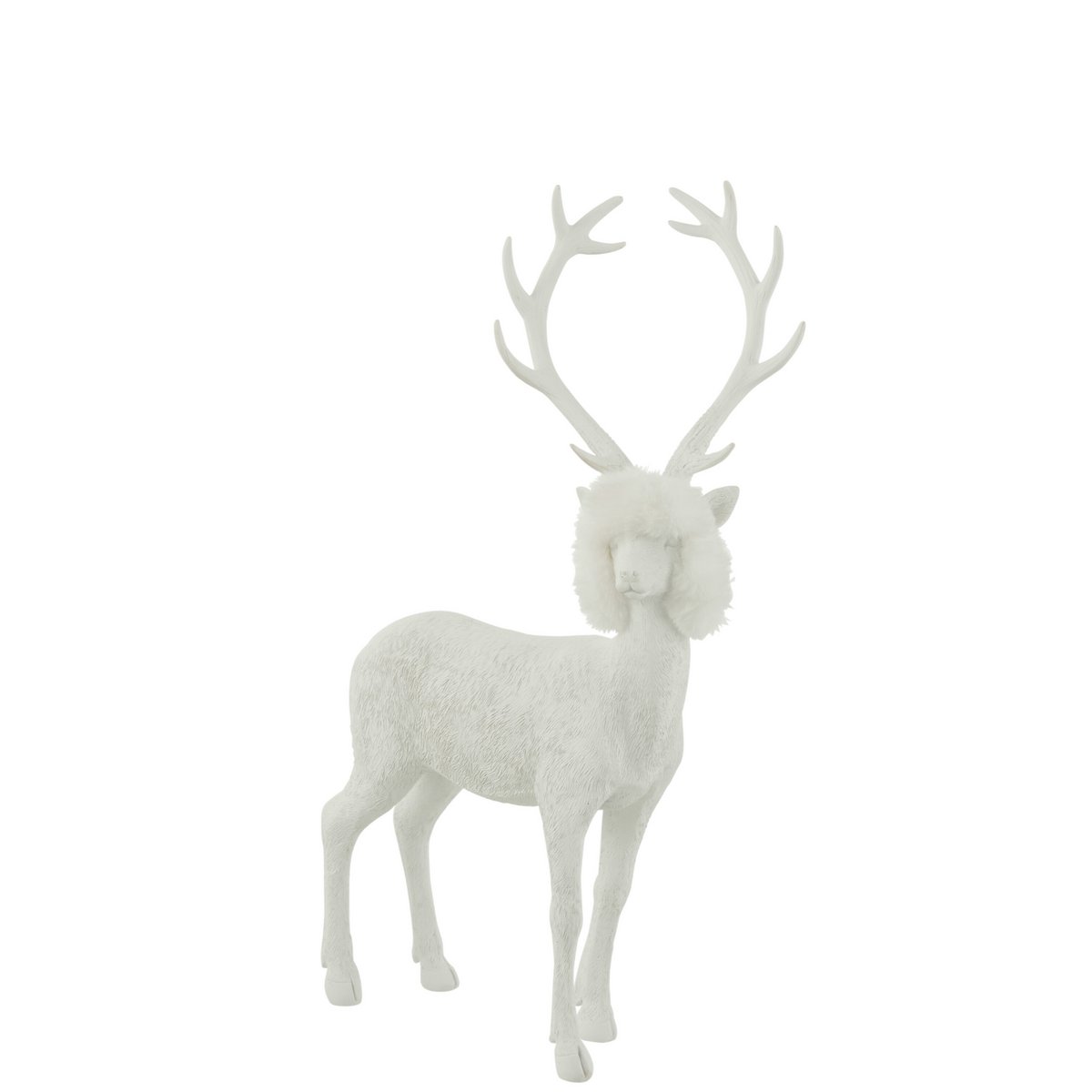 Figurine renne J-Line en polyresine blanc, vue de profil