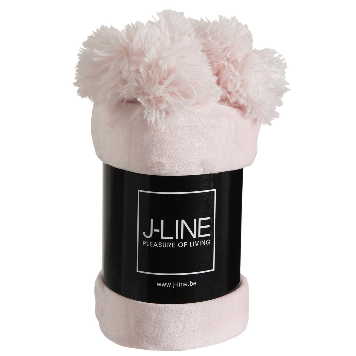 Plaid Pompon J-Line sur un lit, style bohème