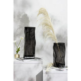 Vase cylindrique en verre noir ABU30GR avec forme irrégulière