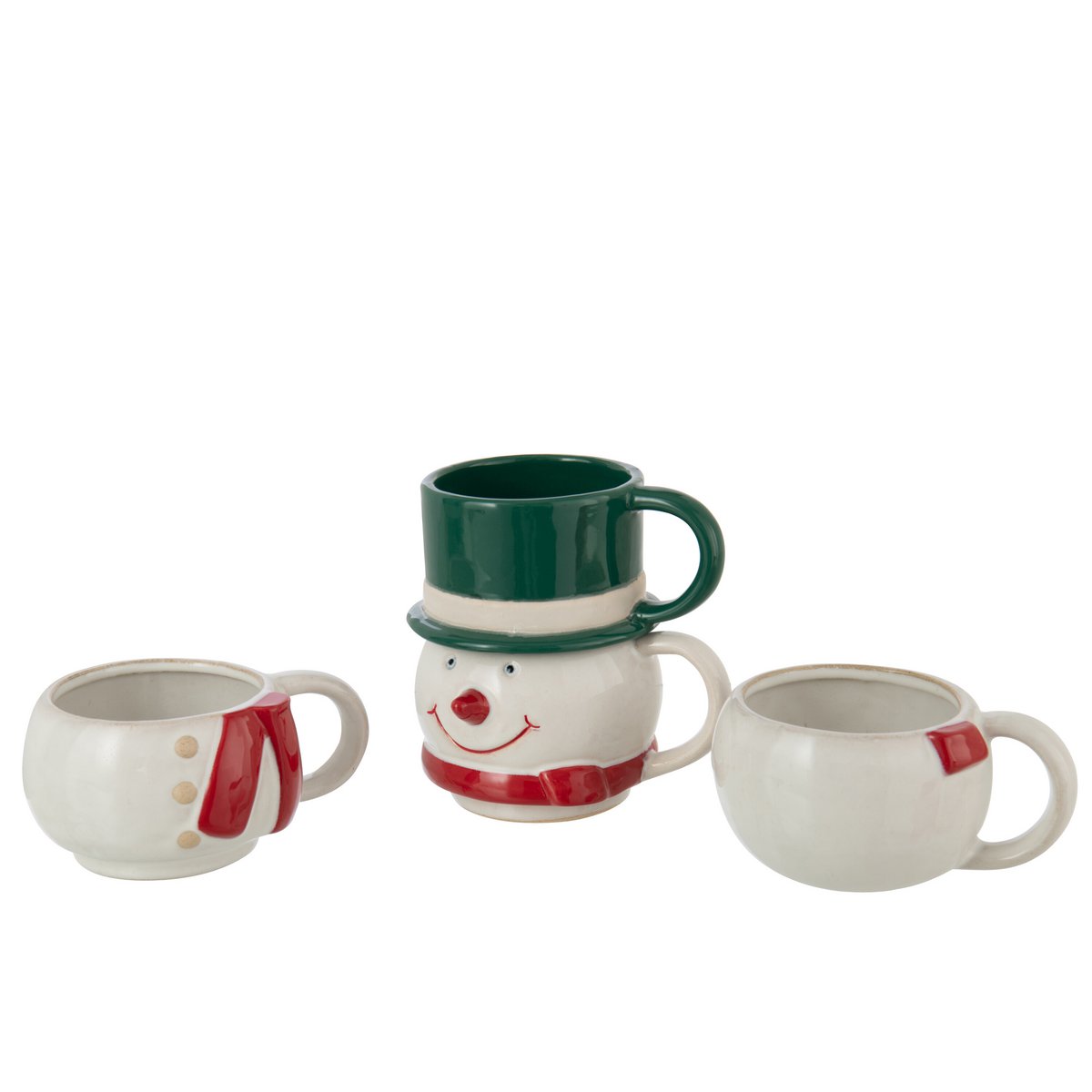 Mug Bonhomme de Neige J-Line en céramique multicolore, élégant et festif