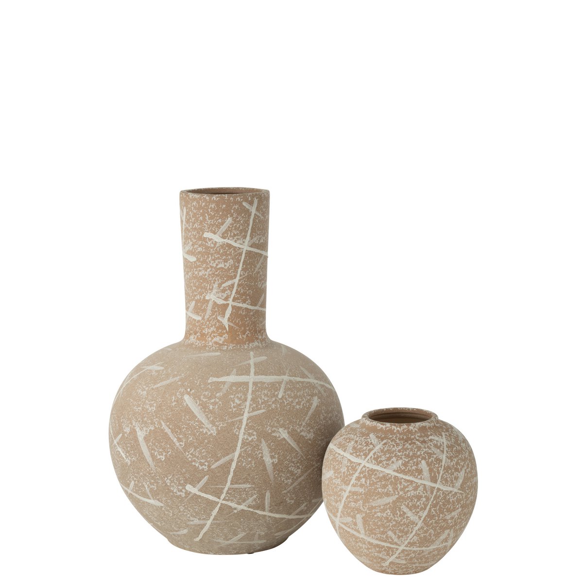 Vase Dune Bol J-Line en céramique beige et blanc, vue de face