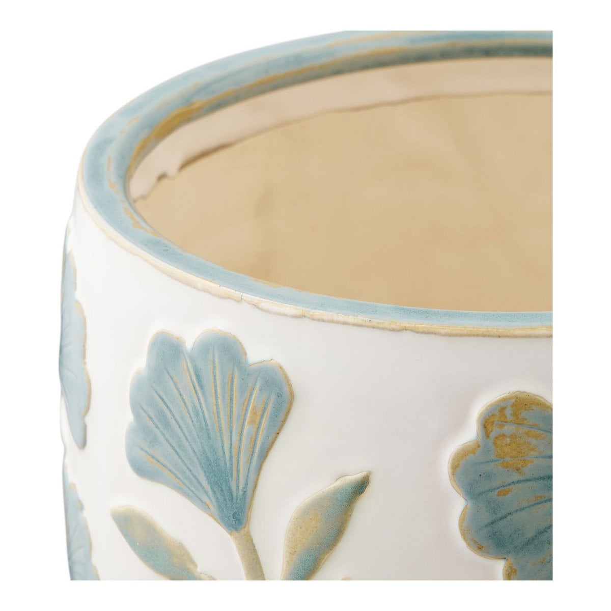 Pot de fleurs en céramique blanc avec plante verte