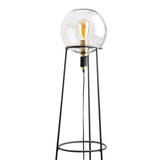 Lampe d'empilement "Stelo", lampadaire moderne en métal noir et verre fumé, socket E27, 128,5 cm de haut, pour salle à manger, salon, couloir ou bureau,
