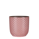 Pot de fleurs Daan en rose clair avec motif carré ludique