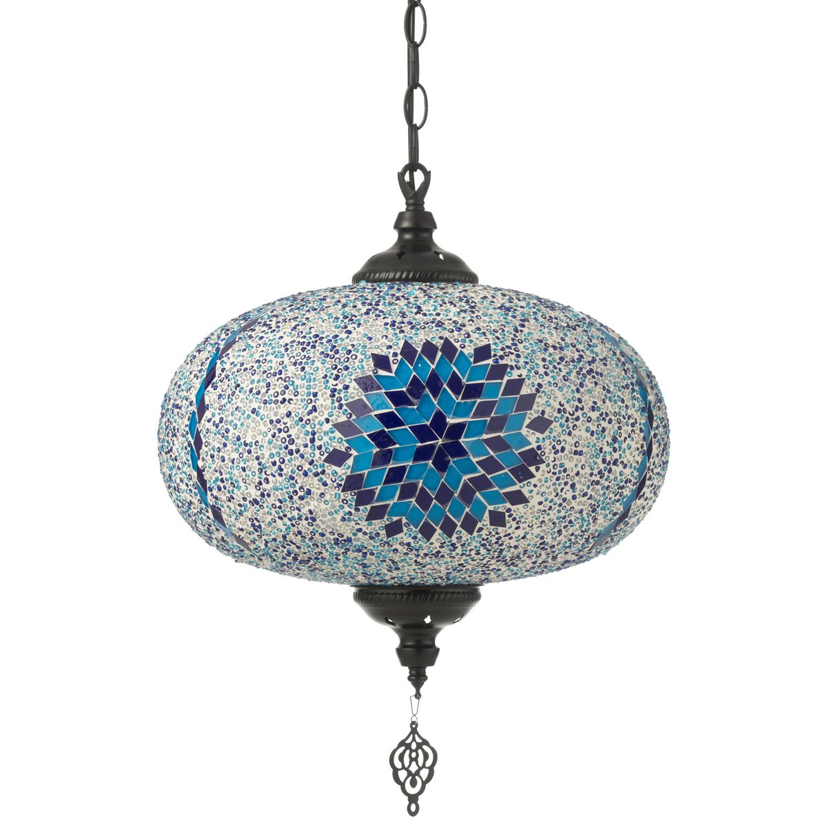 Vue latérale de la lampe suspendue J-Line en métal et verre