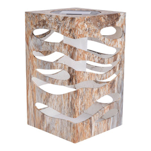 LED DÉCORATIVE Solar à LED "Hilda", 12,3 x 12,3 cm, 20 cm de haut, en plastique de haute qualité, finition en marbre brun-beige, LED intégrée, blanc chaud