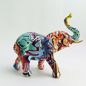 éléphant en polyrésine coloré