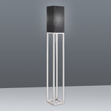 Lampe debout "Alfa", lampadaire moderne en métal et textile en chrome / gris foncé, avec une prise E27, 150,5 cm de haut, lampe chic pour le couloir, le salon et le bureau