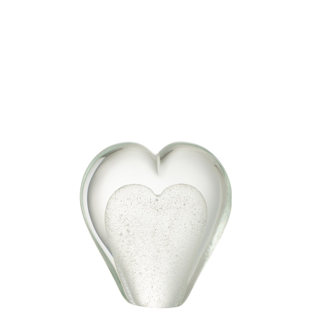 Presse-papier en verre blanc J-Line, vue de face avec détails élégants