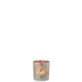 Lanterne J-Line Flowers - verre - blanc/rouge/or - petite