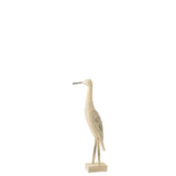 Détail de l'oiseau décoratif J-Line, finition bois naturel et métal