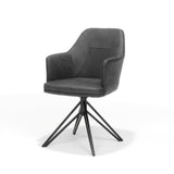 Chaise de bras Calvin tournant en tissu noir ukfr anthracite douce