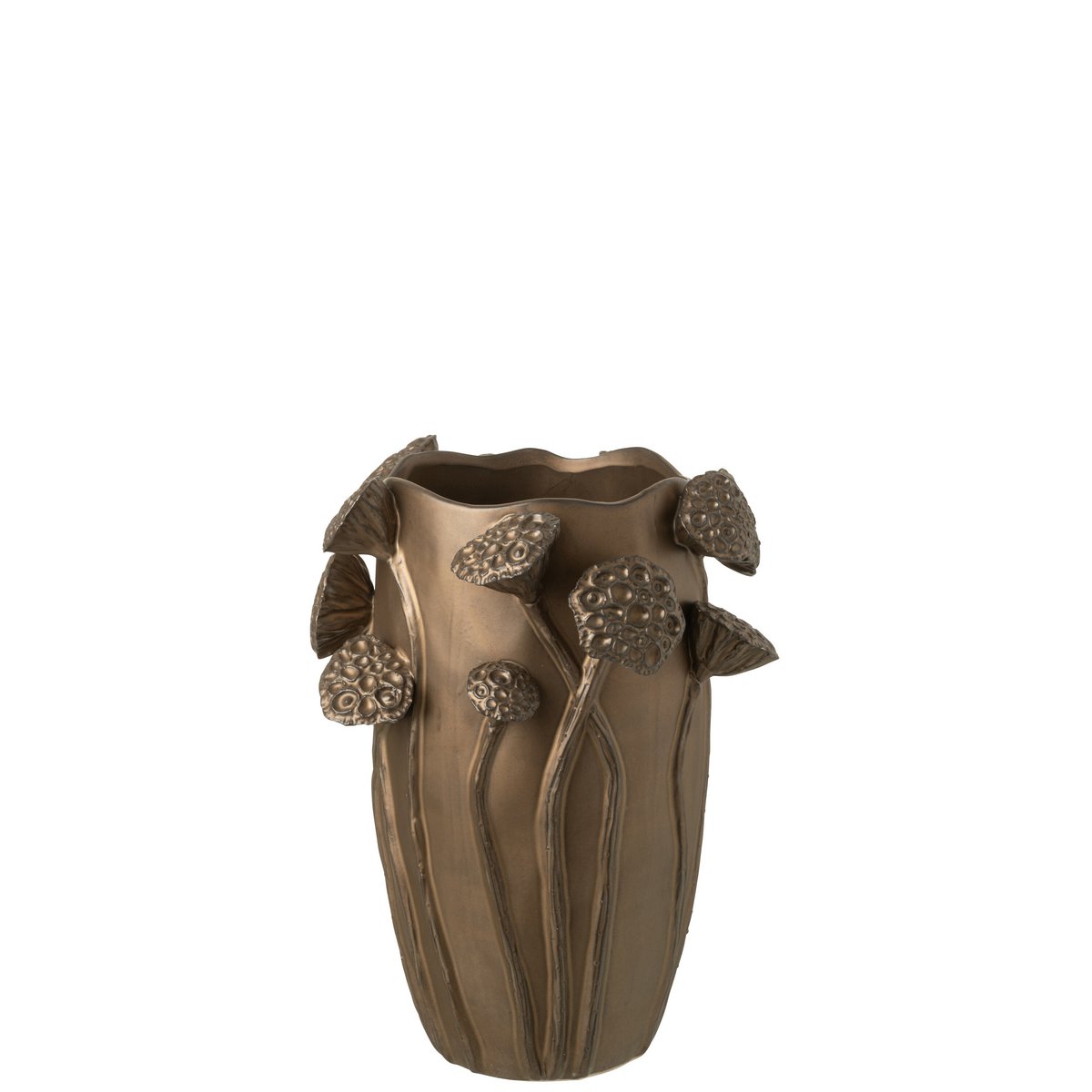 Vase étroit J-Line en céramique, couleur cuivre, ambiance chaleureuse