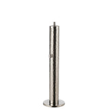 Grande torche Tiffany en acier inoxydable argenté, vue de face