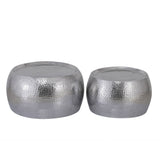 Table basse 2 Set Dakar autour de Ø 55/43 x H 30/28 cm en aluminium argenté martelé