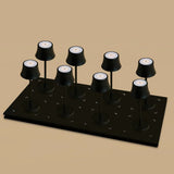Lot de 8 lampes de table rechargeables noir minuit avec station
