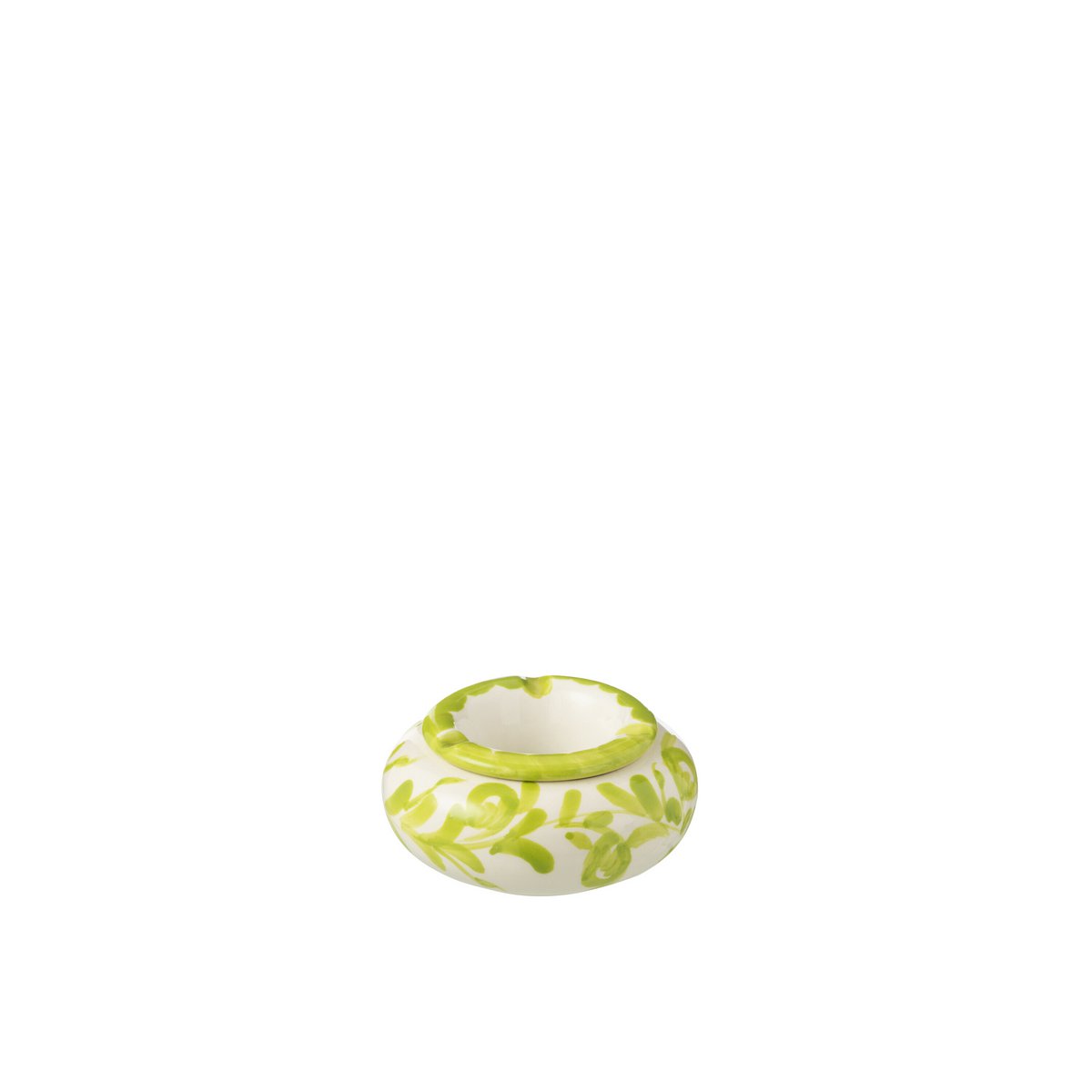 Cendrier Grenade J-Line en céramique blanche et verte, design élégant