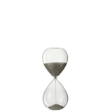Sablier déco en verre gris sur table, décoration raffinée