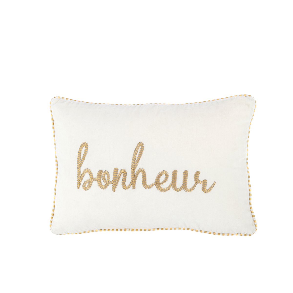 Coussin Bonheur J-Line sur un canapé, parfait pour un salon raffiné.