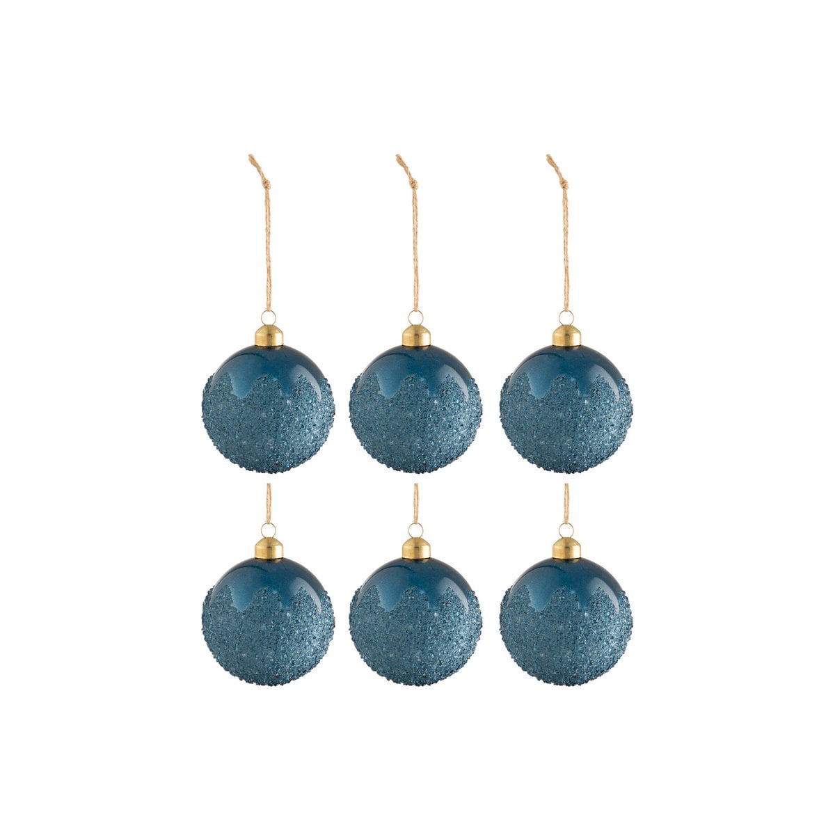 Boule de Noël J-Line en verre bleu mat, vue d'ensemble