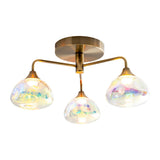 «Varna» à lampe à lampe LED, lampe à plafonnier en métal de couleur en laiton et en verre d'iris, avec des LED fermement intégrées, 42 cm de diamètre, un éclairage élégant pour le salon, la salle à manger ou le couloir