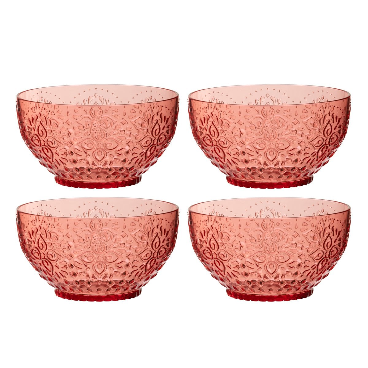 Détail des bols en plastique rouge de la boîte J-Line