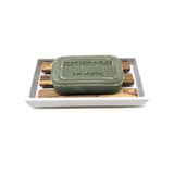 Porte-savon rectangulaire grand mélamine avec incrustation en bois d'olivier