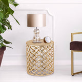 Table décorative table d'appoint en métal ø 40 x 45 cm ronde Cairo argent ou or aluminium oriental