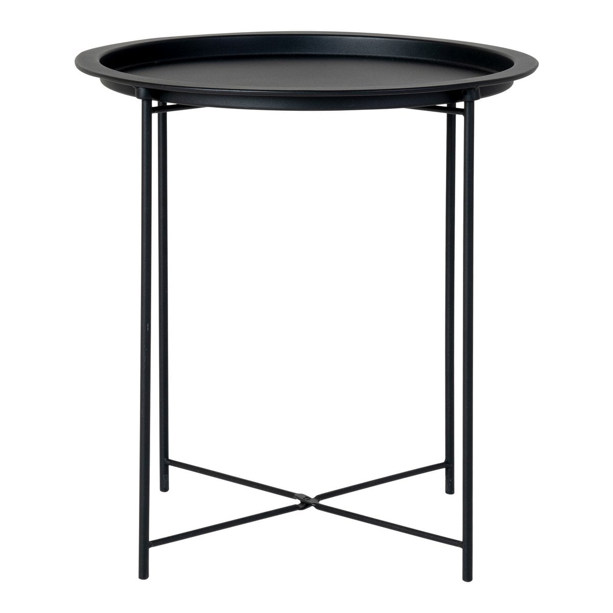 Détail du plateau en acier noir de la table d'appoint Bastia