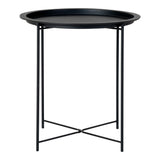 Détail du plateau en acier noir de la table d'appoint Bastia