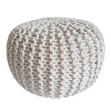Tabouret de tricot en coton recyclé, diamètre 45 cm, couleur rouge brique