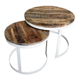 Table basse set de 2 table d'appoint table de salon ronde Austin structure métal argent antique ou noir