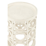 J-Line Table d'appoint épicéa sculpté/MDF blanc