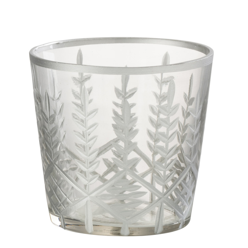 Lanterne J-Line Chloé en verre transparent avec finition argentée, petite taille