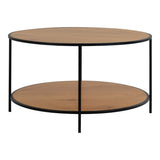 Table basse Vita, plateau rond aspect chêne, ambiance salon