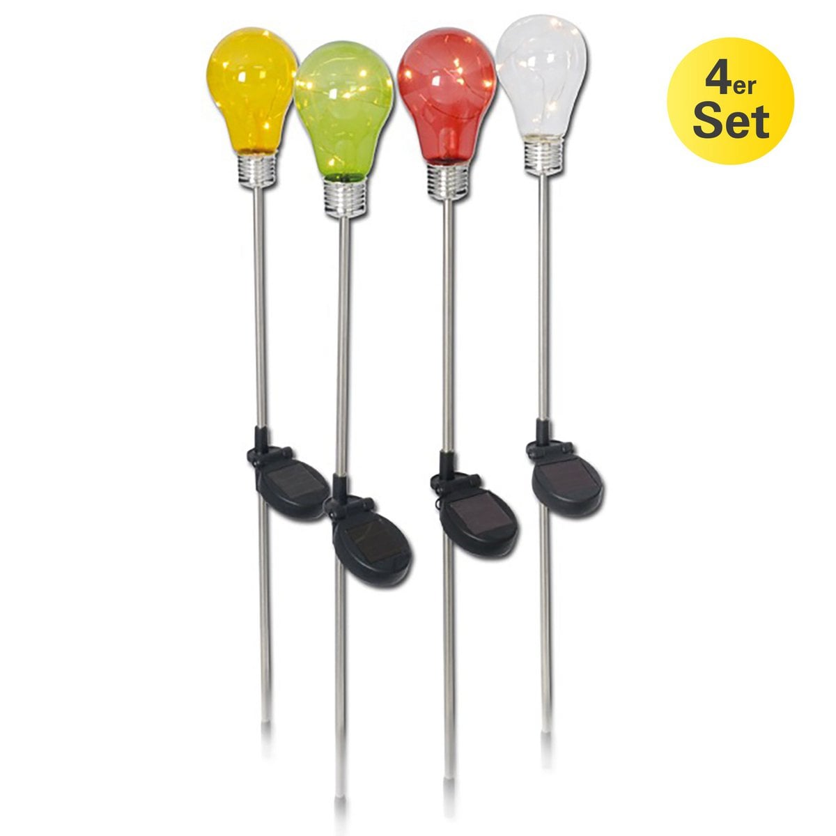 Set de 4 piquets solaires décoratifs "ampoule"