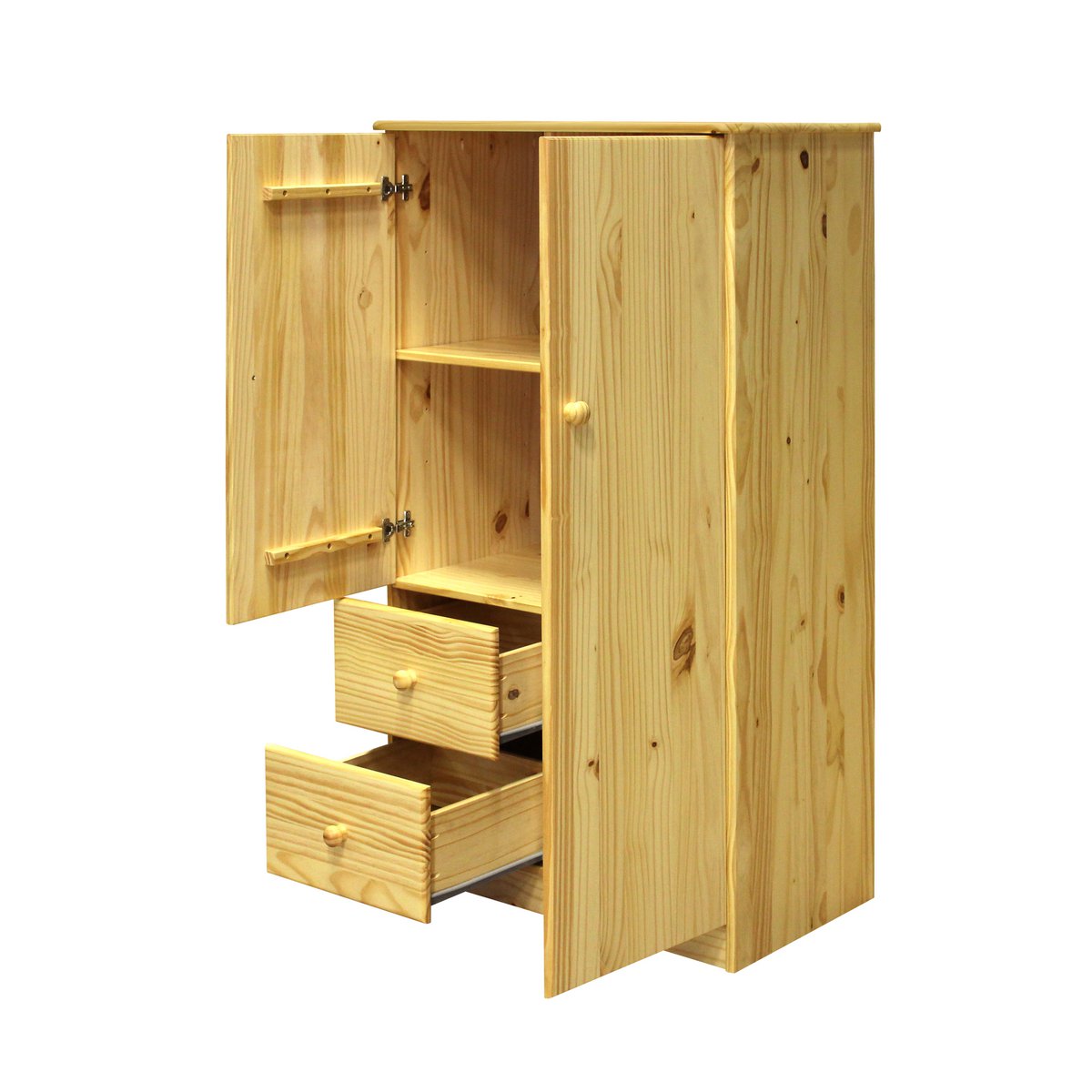 Compartiments intérieurs de l'armoire en pin