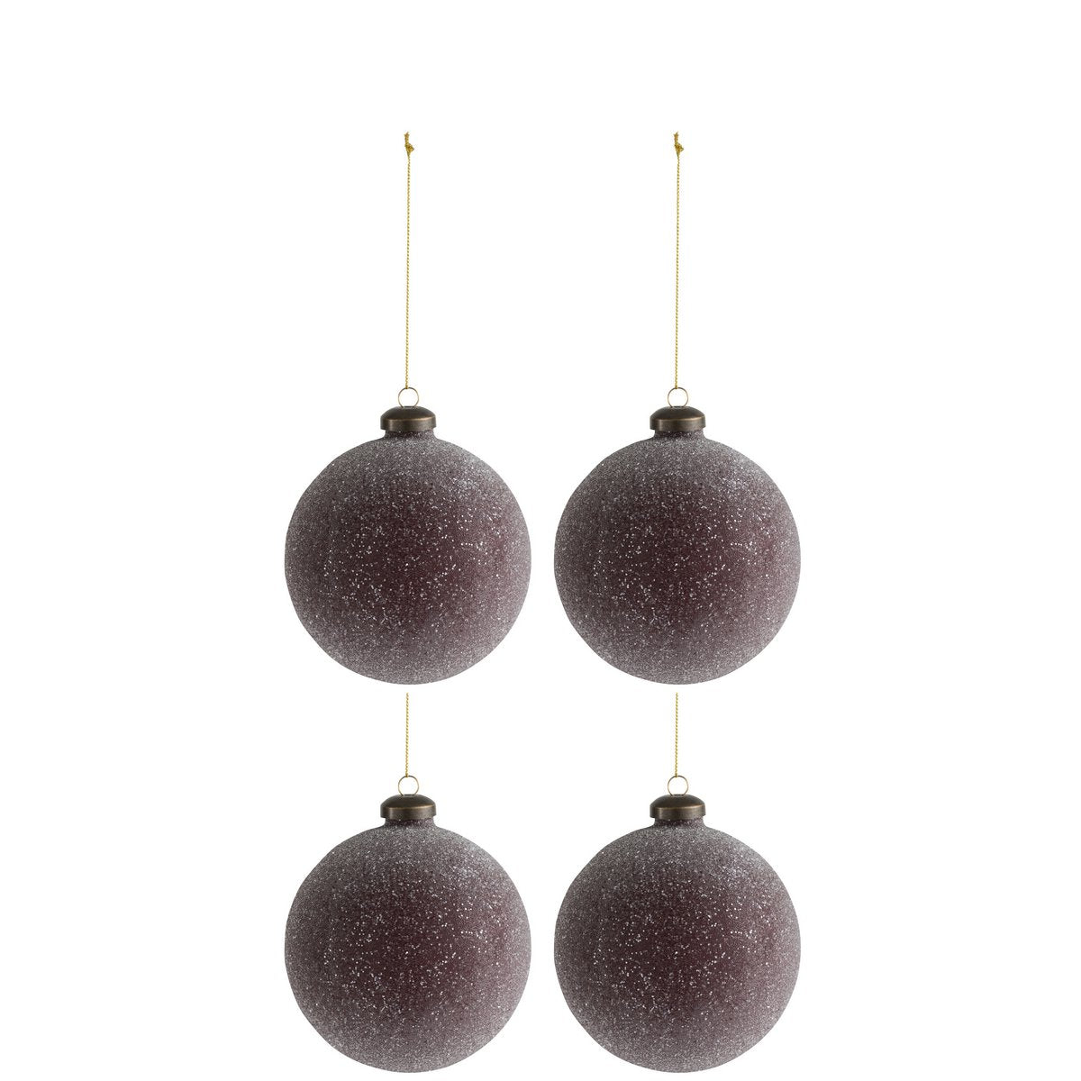 J-Line Boule de Noël Perles en verre bordeaux, boîte de 4, vue détaillée