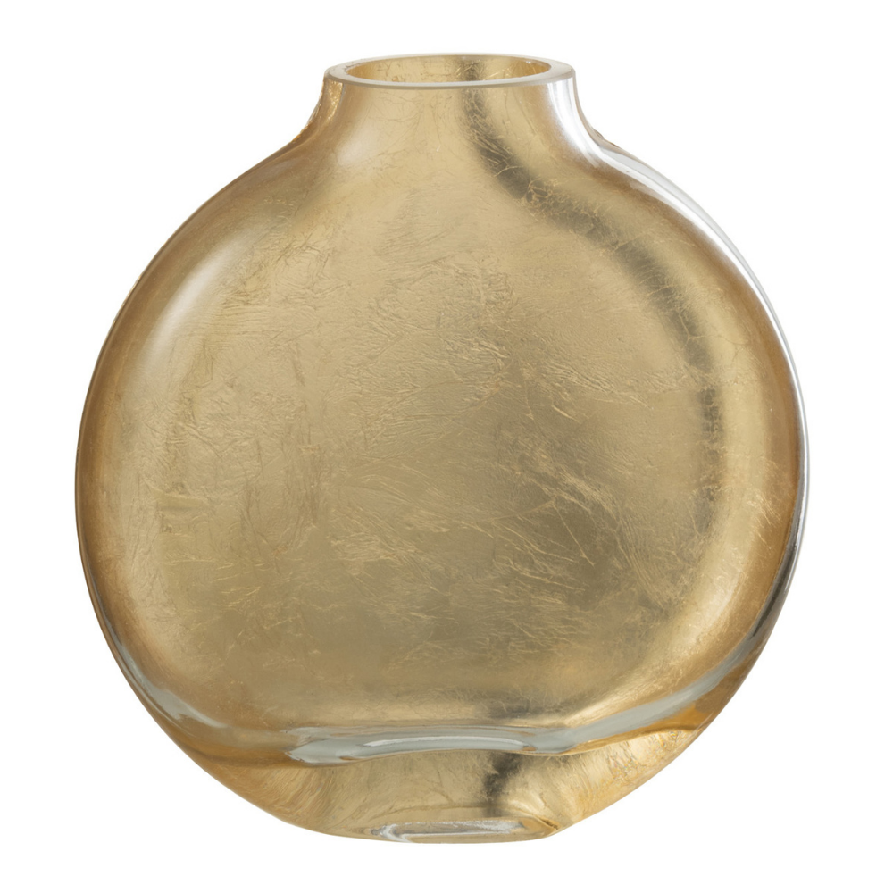 Vase Miki en verre transparent et doré, vue de face