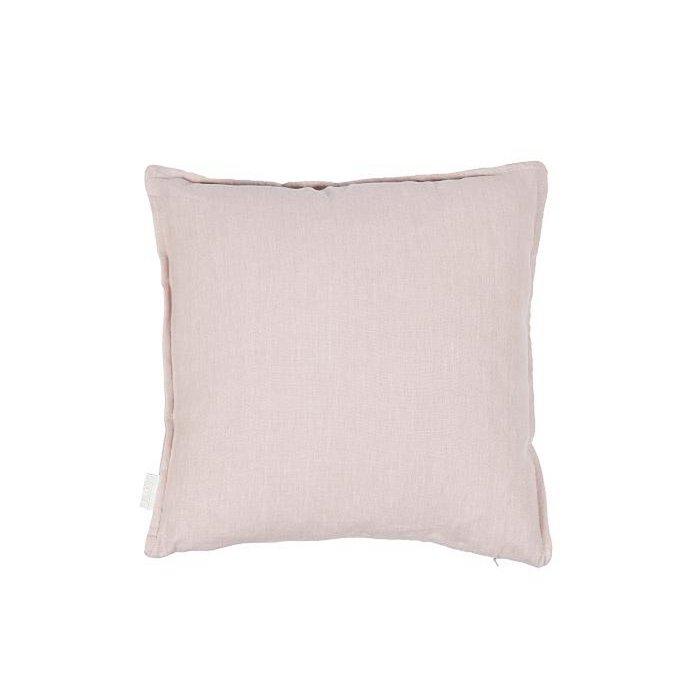 Détail du tissu velours et lin du coussin vintage vieux rose