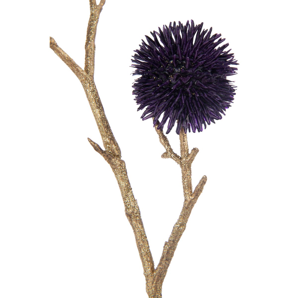 Branche Echinops J-Line en plastique violet et or, vue de face